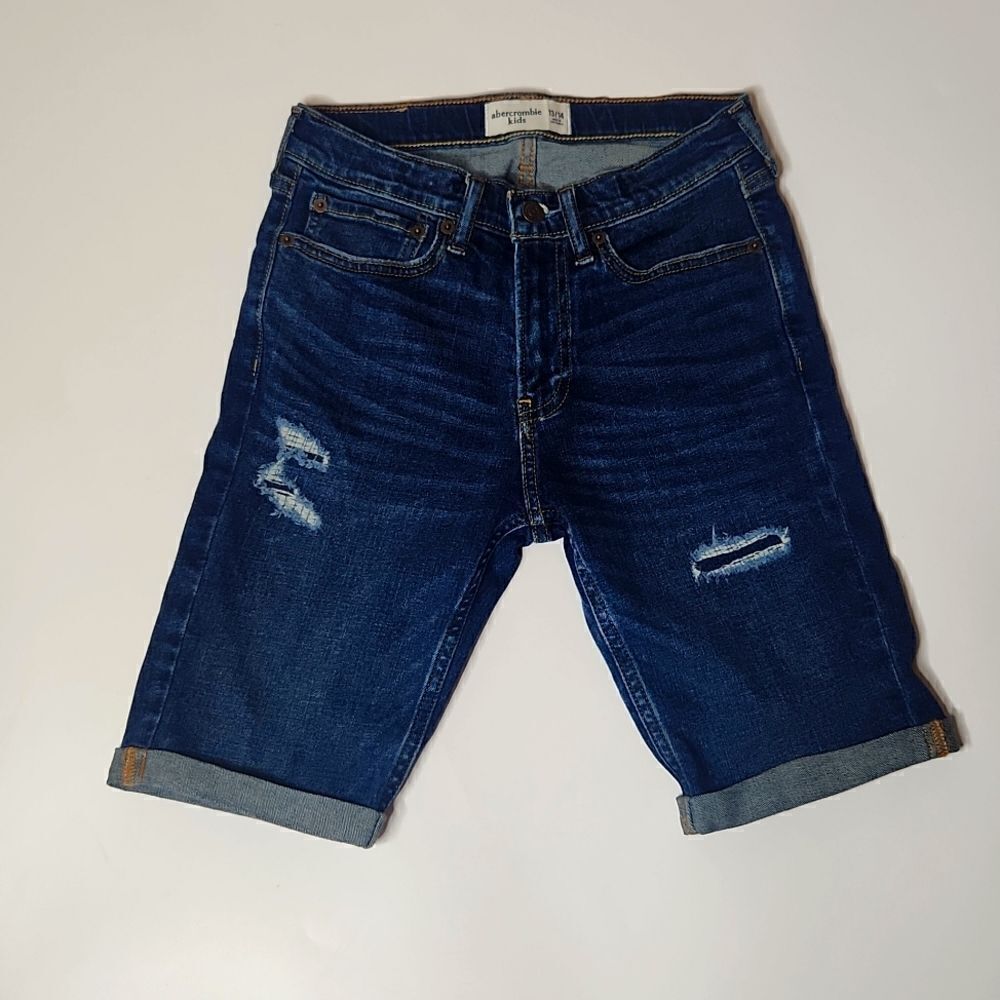 Abercrombie kids dark wash denim shorts
